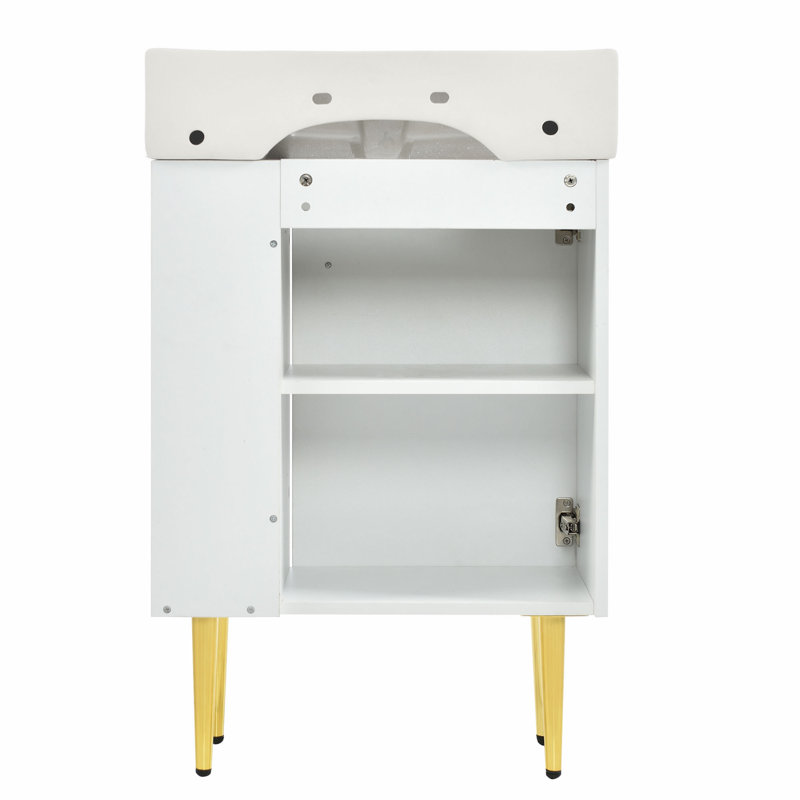 Meuble-lavabo 21,6 po, Blanc, Doré