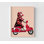 «Red Scooter Fun Kids Print», chambre d'enfant simple avec lit de singe, affiche animal rouge, idée de décoration murale pour le jardin d'enfants