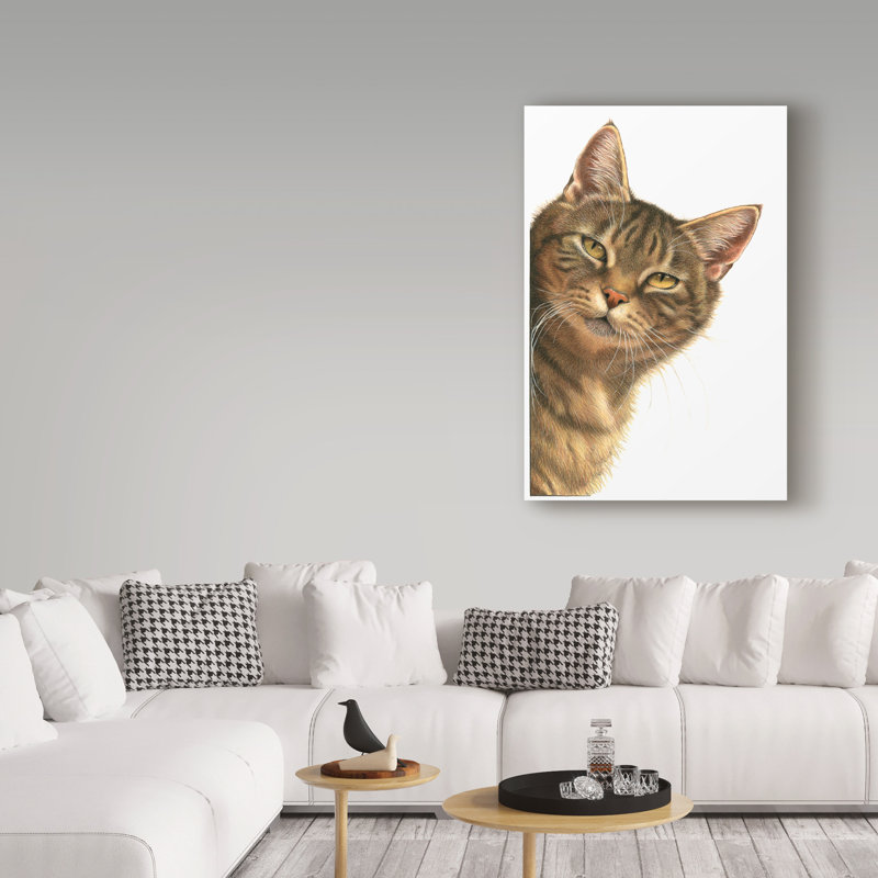 Furtado «Brown Cat Peaking», reproduction de peinture acrylique sur toile tendue, H 47 po x l 30 po x P 2 po