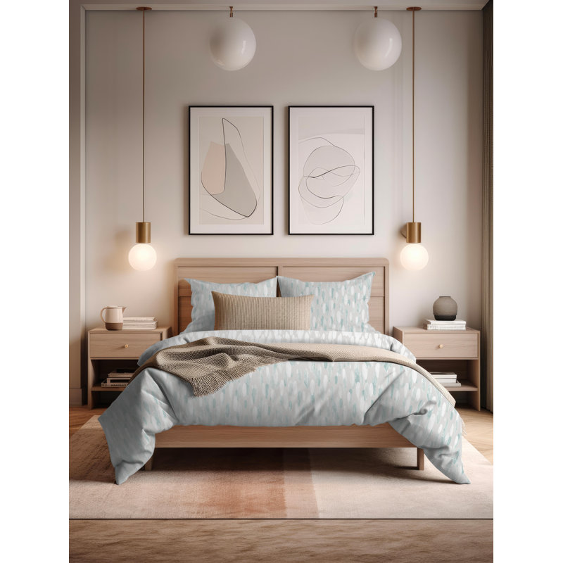 Rhona Cotton Blend Abstract Duvet Cover with Pillowcases, King Duvet Cover + 2 Standard Pillowcases