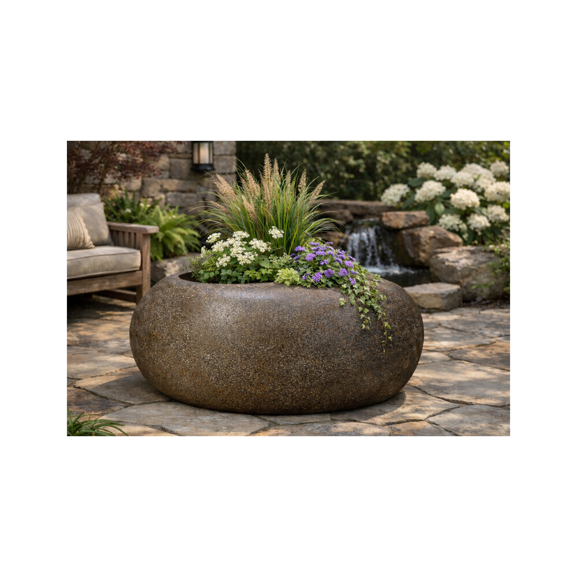 Lightweight Rock Garden Planter, Brown
