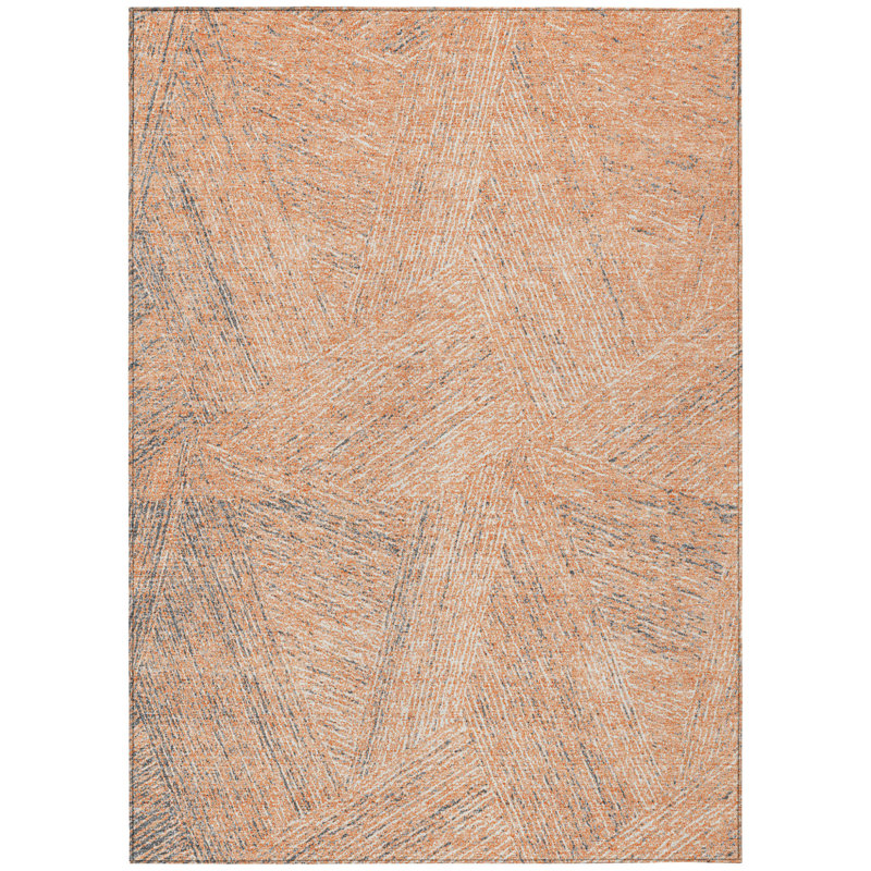 Tapis extérieur lavable abstrait 10 pi x 14 pi pêche