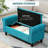 Teal Bedroom Bench With Hinges And Rolled Arms - Storage By , 50". Upholstered End Of Bed Bench. Soft Velvet, Button , Arms, Wood Legs. Holds Blankets & Pillows. 22.5" H X 49.5" W 19" D. 264 Lbs