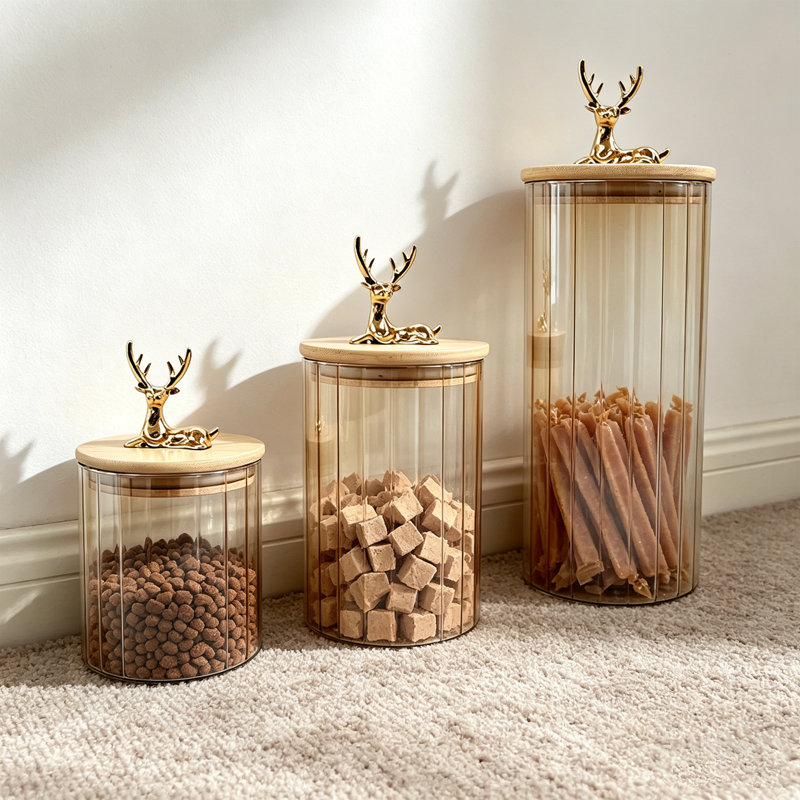 Boîtes de rangement 16,9 oz 26,4 oz 33,81 oz rayées verticales en verre ambré