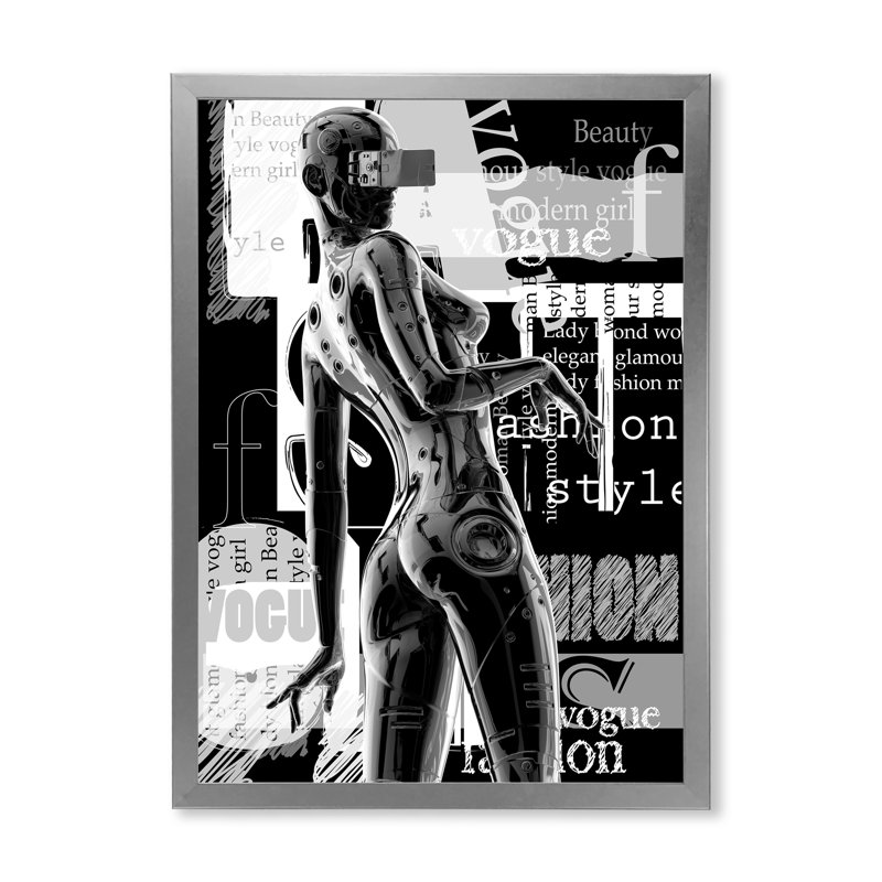 «Monkey Cyborg Body I», impression sur toile, H 20 po x l 12 po x P 1,5 po, Toile encadrée argentée