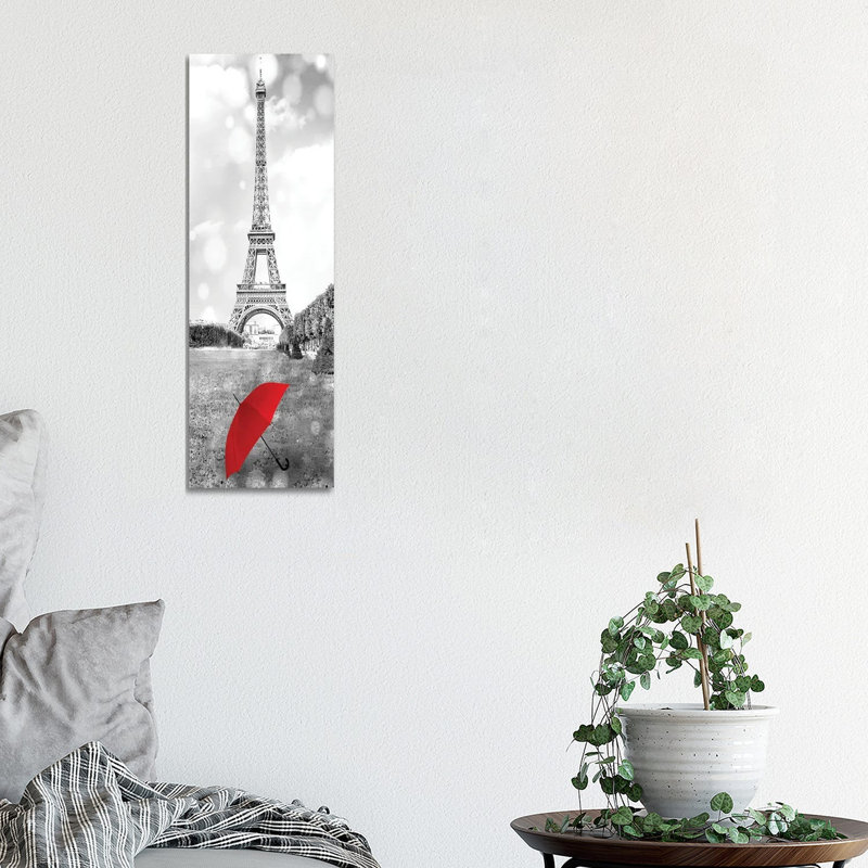 Red Umbrella Paris I by Kimberly Allen - Wrapped Canvas Panoramic Print, 30.48 cm H x 91.44 cm W x 1.91 cm D