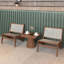 Chaise d'appoint moderne Mid-Century, méridienne en rotin pour le salon, fauteuil en bois de coin Boho pour chambre à coucher et balcon, noyer