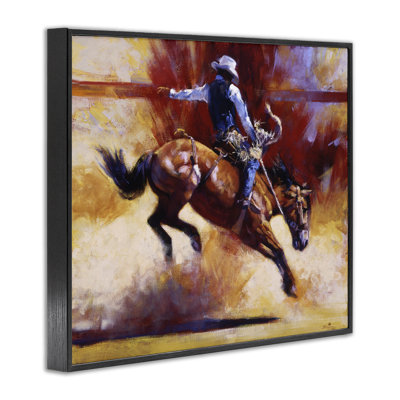Galloping Cowboy with Dust Cloud Framed Giclee Art, design by Julie T. Chapman