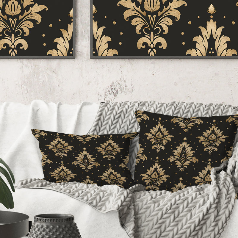 Glam Damask Motif I - Coussin Glam, H 16 po x l 16 po