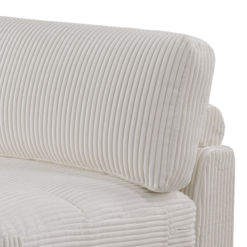 Living Room Furniture Armless Chair Beige Wide-Welt Corduroy 1Pc Armless Chair Soft Cushion Wood Legs, Beige Corduroy
