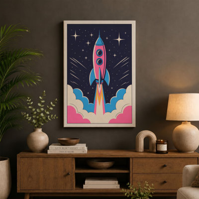 Rocket to the Stars Modern - Wrapped Canvas