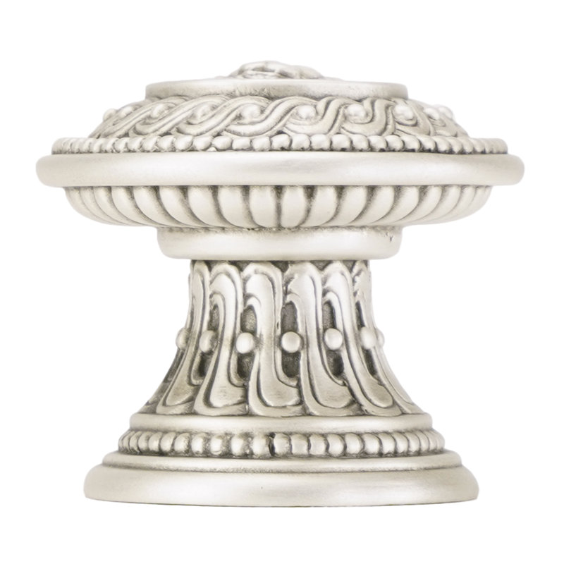 EDGAR BEREBI EMPIRE FLARED SHANK KNOB IN MATTE SILVER PLATE