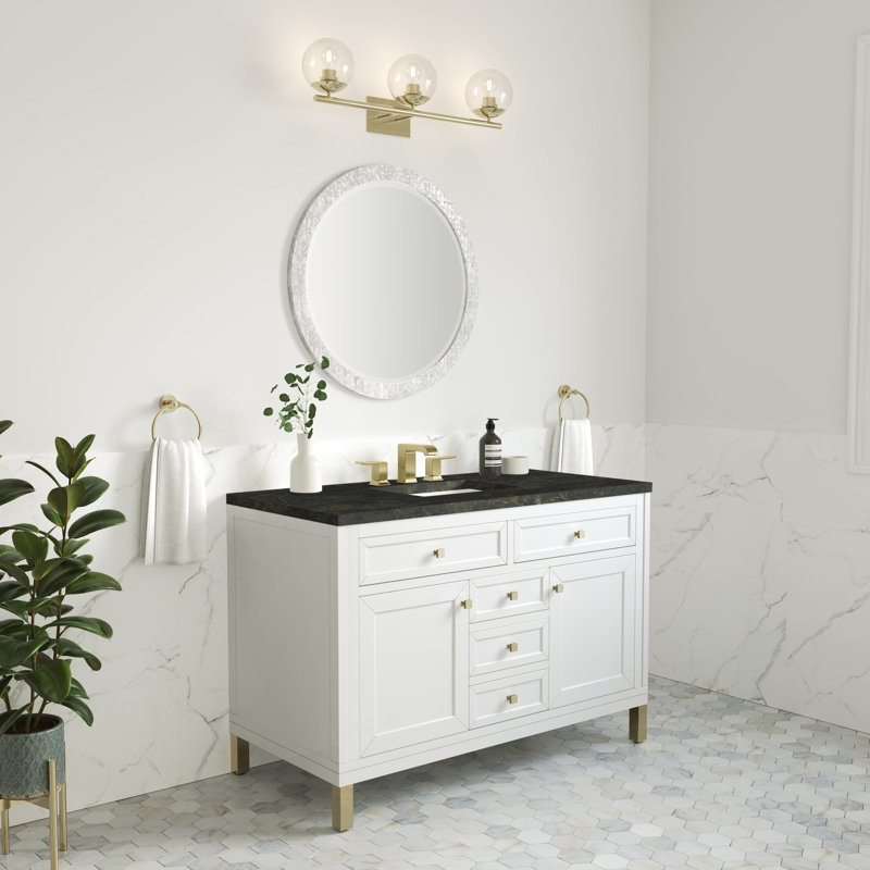 Chicago 48" Single Bathroom Vanity Set, Glossy White, Phantome Eclos, 8" Widespread