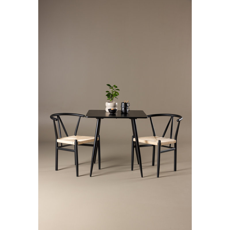 Walters 2 - Person Dining Set, Black, Black