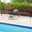  Patio Loveseat All Weather Bench With Solid Rubber Wood Frame&hand Woven Pu Leather