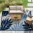 Palm Ivory/Navy Indoor/Outdoor High-Low Area Rug-327138710-327138712