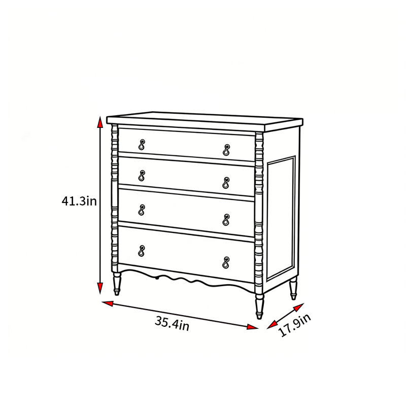 Commode d'appoint de style rétro français, Noyer