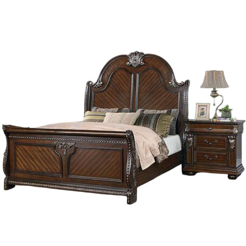 Traditional Style 1Pc Queen Size Bed Panel Headboard And Footboard Brown Finish Bedroom Furniture