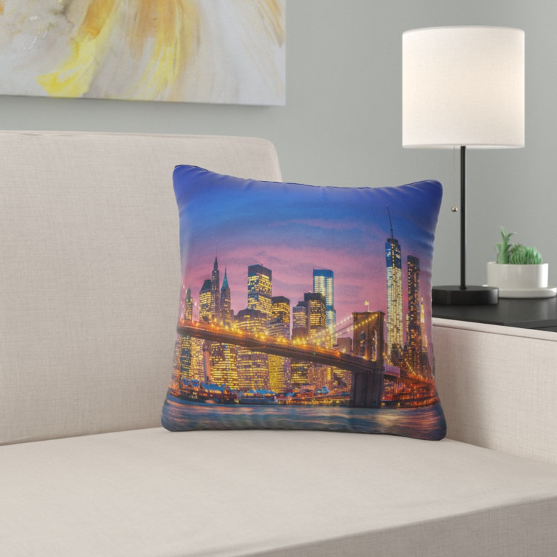 Coussin Manhattan avec lumières et reflets Manhattan, 16 po x 1 po, Coussin décoratif