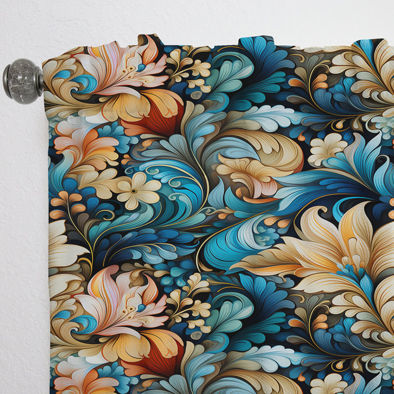 Motif cachemire Desert Mirage - Rideau glamour - Velours obscurcissant - 1 panneau, L 52 po x L 95 po