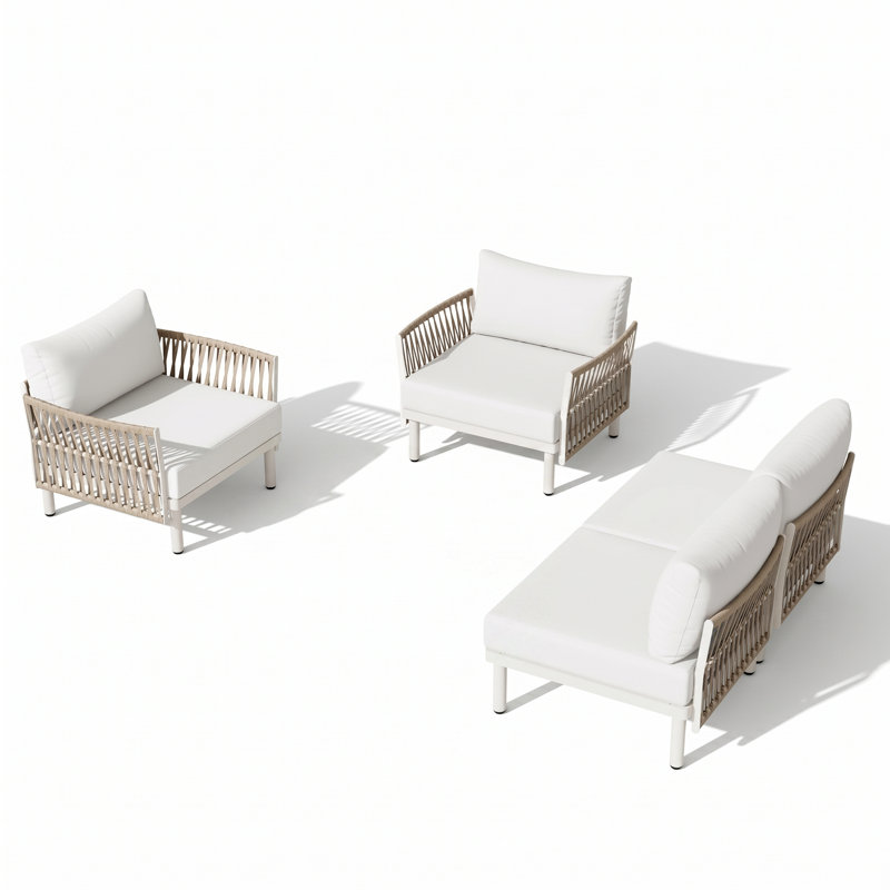 Ensemble de canapé modulaire d'extérieur pour 4 personnes 4 personnes , Beige