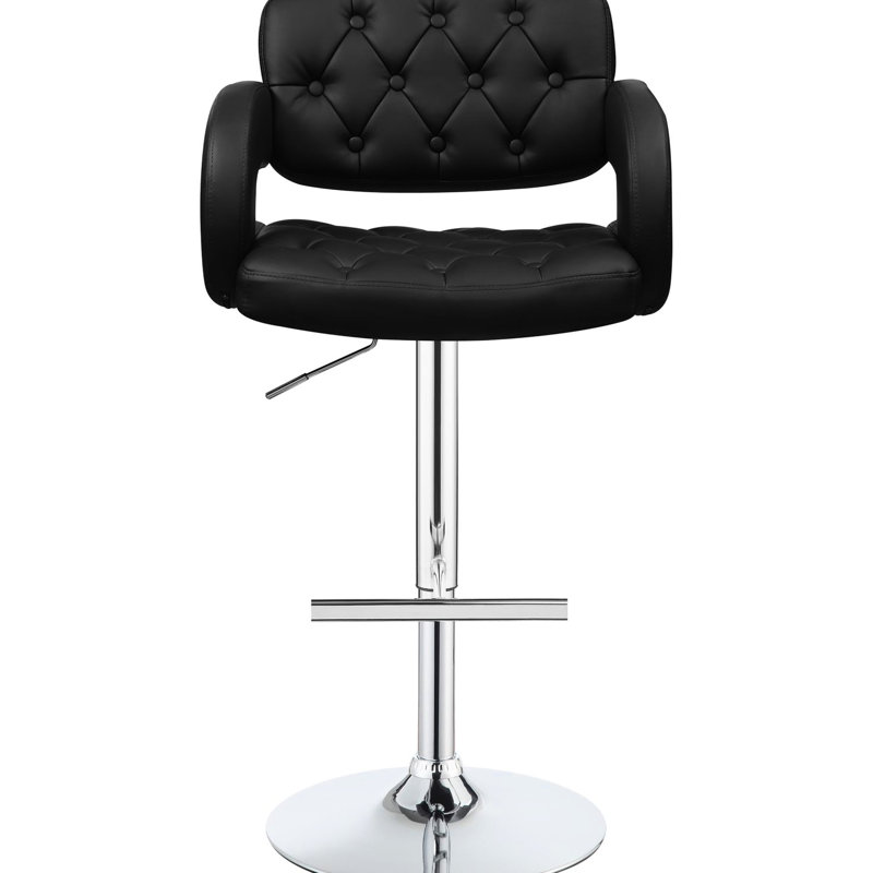 Tabouret de bar réglable noir avec base pour une salle à manger moderne avec coussins contemporains et détachables