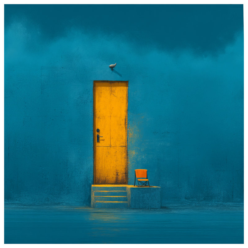 Édredon jaune à structure de literie minimaliste, Grand lit