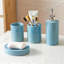 Ensemble d'accessoires de salle de bain - Ensemble d'accessoires de salle de bain en céramique bleue 4 pièces avec distributeur de savon liquide ou de lotion, porte-brosse à dents, gobelet et porte-savon - Décoration moderne à pois ronds