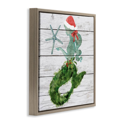 «Christmas Mermaid & Winter Holly», art mural encadré par Jennifer Paxton Parker