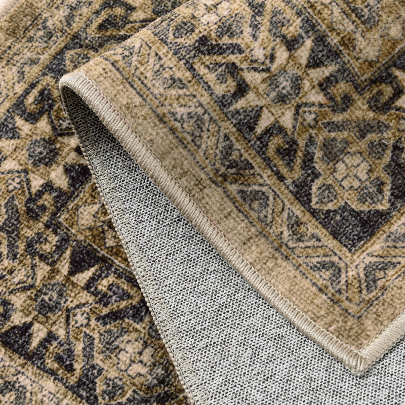 Tapis oriental lavable à la machine avec envers antidérapant Kitty, Tapis de couloir 2 pi x 8 pi
