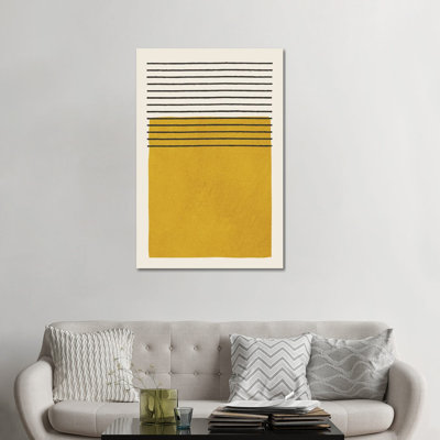 Mustard Black Lines I- Gallery-Wrapped Canvas Giclée