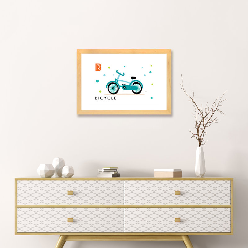 «B Is» pour vélo - impression, Blanc, H 16 po x l 24 po x P 1 po, Papier avec cadre beige