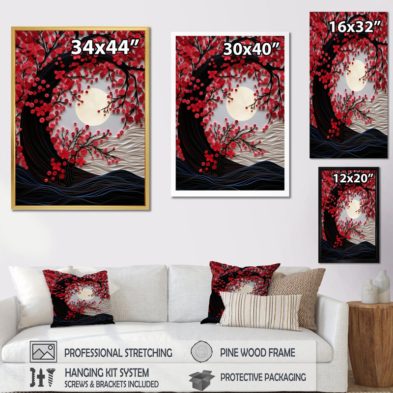 " Red Moon Ruby Radiance I ", Wrapped Canvas, 20" H x 12" W x 1" D