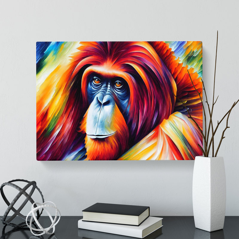 Orangutan Painting Abstract - Wrapped Canvas, 35cm H x 50cm W x 3cm D