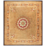 1820s Brown Antique French Empire Period Aubusson Carpet 11' x 12'10" Wool Rug