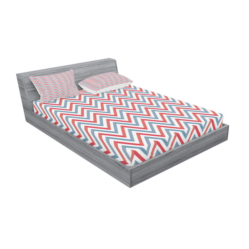 Microfiber Chevron Sheet Set, Full/Double Sheet Set with Fitted Sheet, Gray Chevron