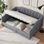 Pour les chambres d'amis et les petits espaces de vie, lit de jour rembourré pleine grandeur moderne avec rangement sous le lit, gris doux