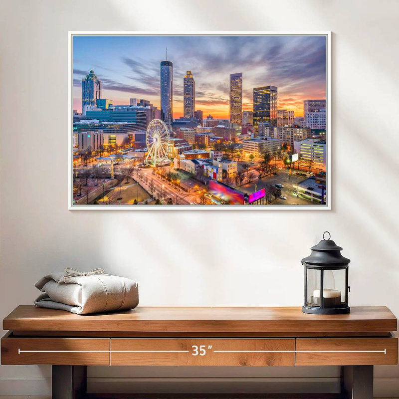 Atlanta Twilight Sky, Cadre flottant blanc, 25 po x 17 po