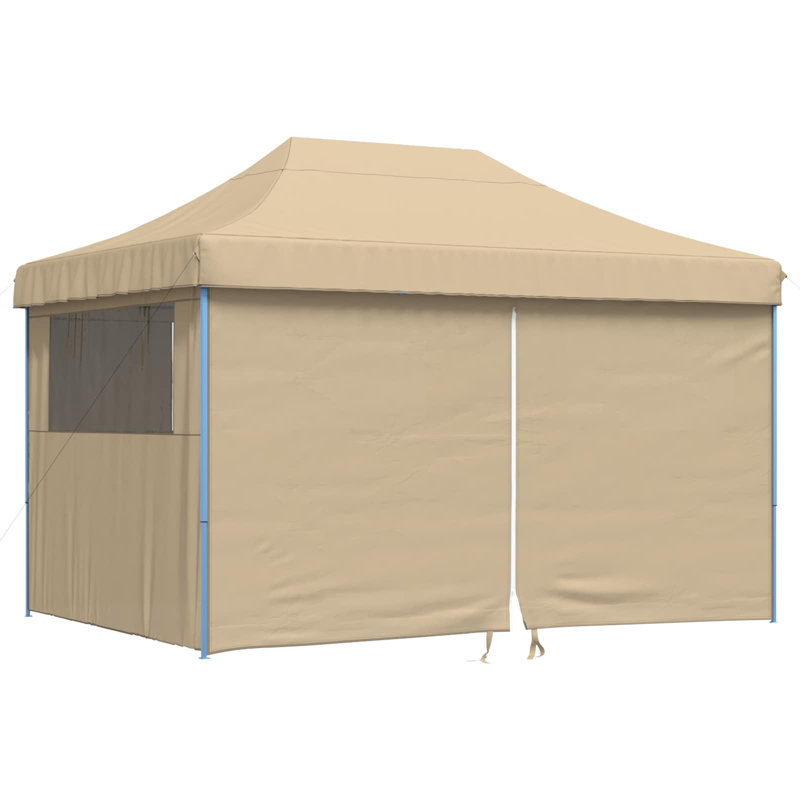 Vidaxl Foldable Tent Pop-Up Outdoor Party Tent Garden Gazebo Canopy Shelter, Beige, Blue, 315cm H x 410cm W x 279cm D