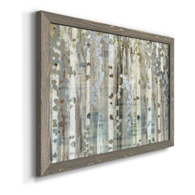 Birch Wood Meadow - Toile encadrée de qualité supérieure - prête à être accrochée