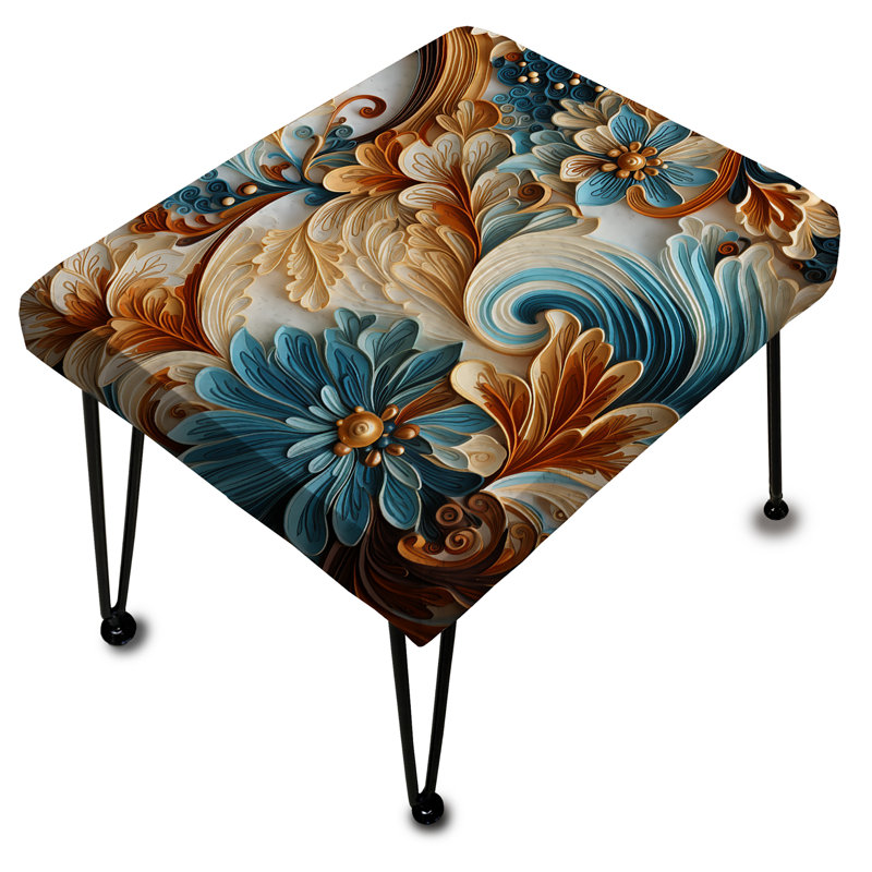 Rustic Paisley Gold Turquoise Gardens - Repose-pieds rectangulaire floral