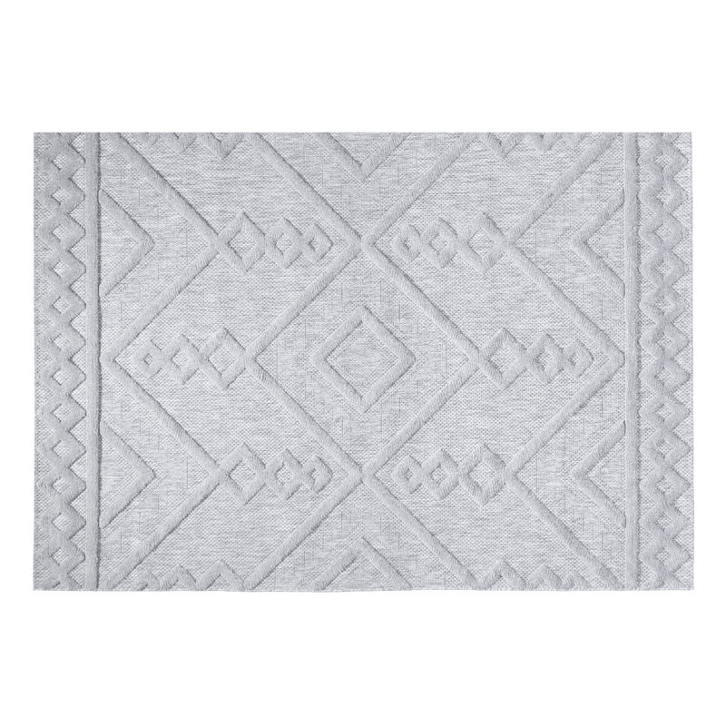 Tapis rectangulaire gris en polypropylène tissé à la machine Kaleson, Rectangle 5 pi 3 po x 7 pi 7 po