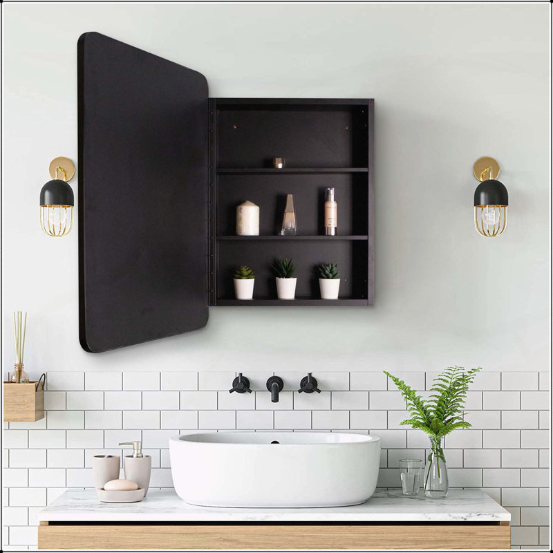 Armoire à pharmacie polyvalente avec rangement spacieux et design élégant, Noir / argenté