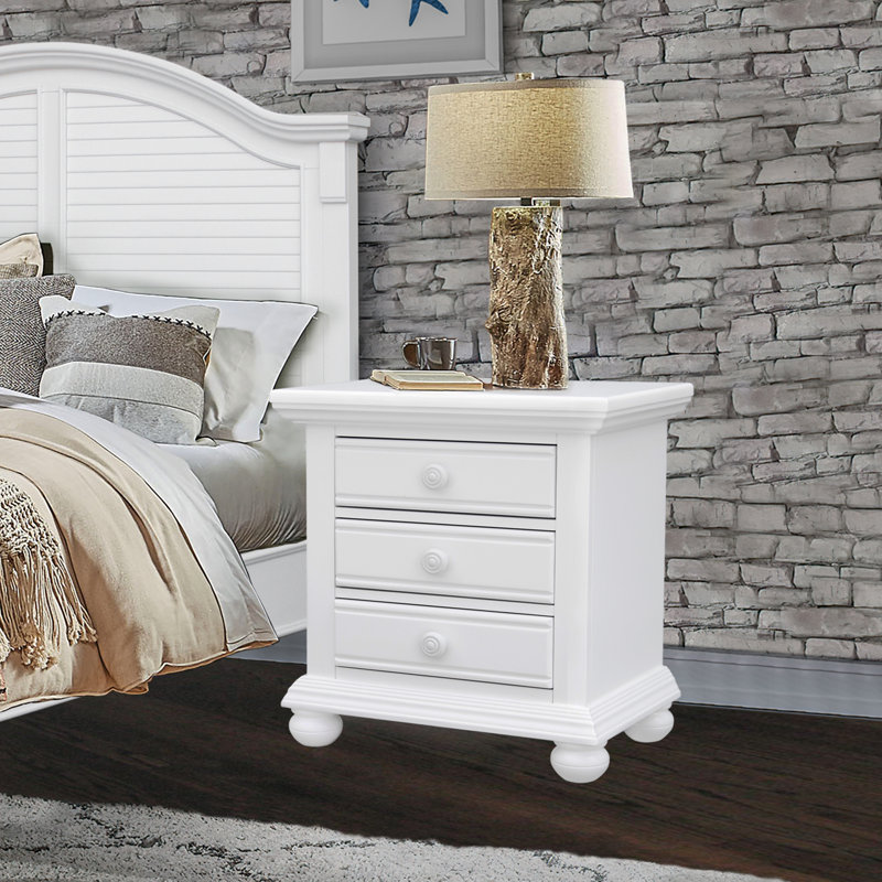 Cape Cod Cape 3 Drawer Nightstand, White