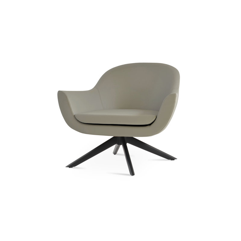 Fauteuil pivotant Madison, Noir, Similicuir gris pâle