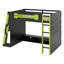 Lit mezzanine en bois avec bureau, tablettes multiples et lumière RVB-170440667