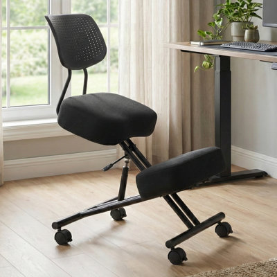 Adjustable Height Ergonomic Kneeling Chair With Backrest And Wheel Brake