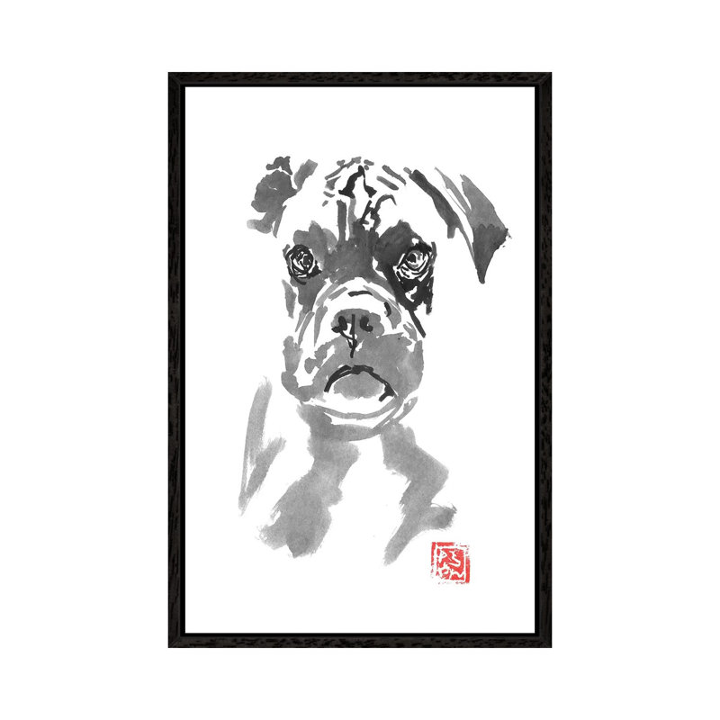 Bulldog by Péchane - Print on Canvas, Black Framed, 66.04 cm H x 45.72 cm W