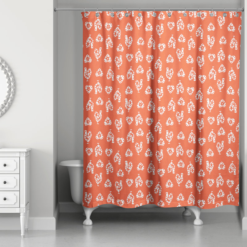 Rideau de douche simple Ariel Rooster, Rouge