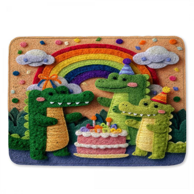 Felt Crocodile Birthday Party Bath Mat, 24in W x 17in L